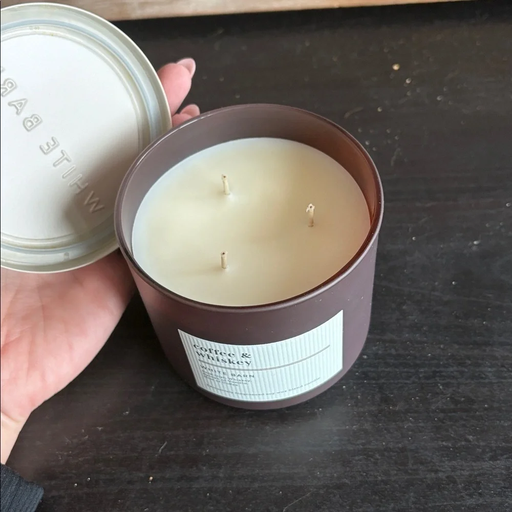 White Barn Coffee & Whiskey 3-Wick Candle 14.5 oz Never Burned